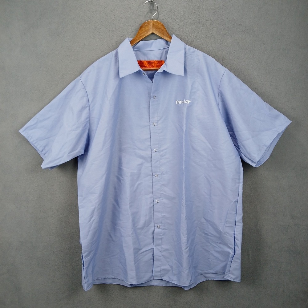 Red Kap Shirt Men 2XL‎ Blue Cotton Frito Lay Embroidered Logo Workwear Button Up